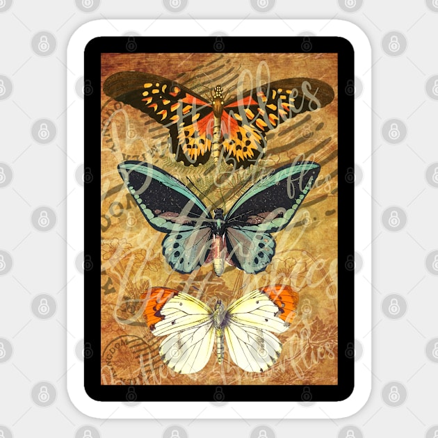 Butterfly Notebook Design, Vintage Butterfly Decor Look Journal Butterfly Print Ephemera Butterflies Gift for Butterfly Garden Entomology Sticker by Funkrafstik